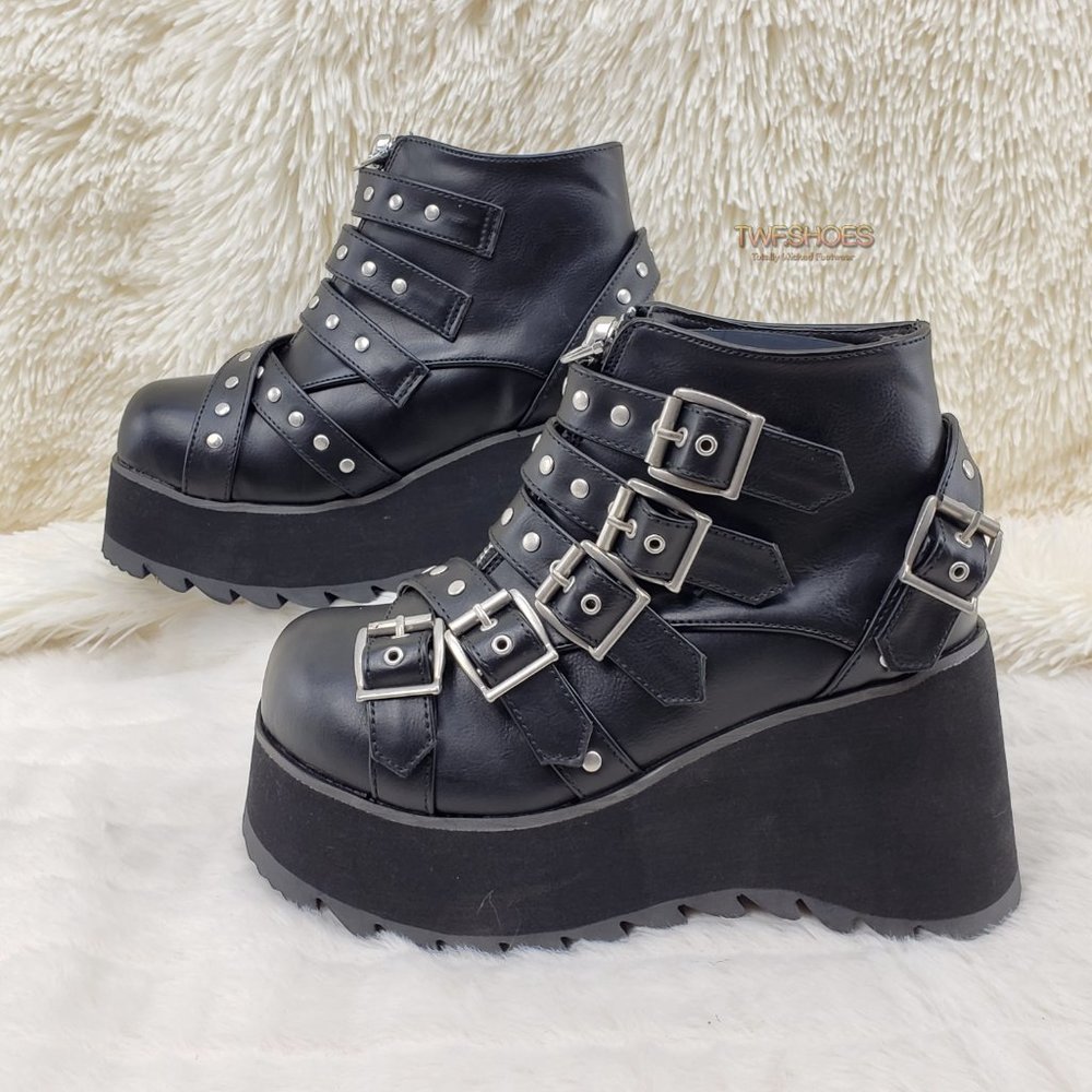 Platform Goth Boot Bootie Skull Head - Picture 3 of 13